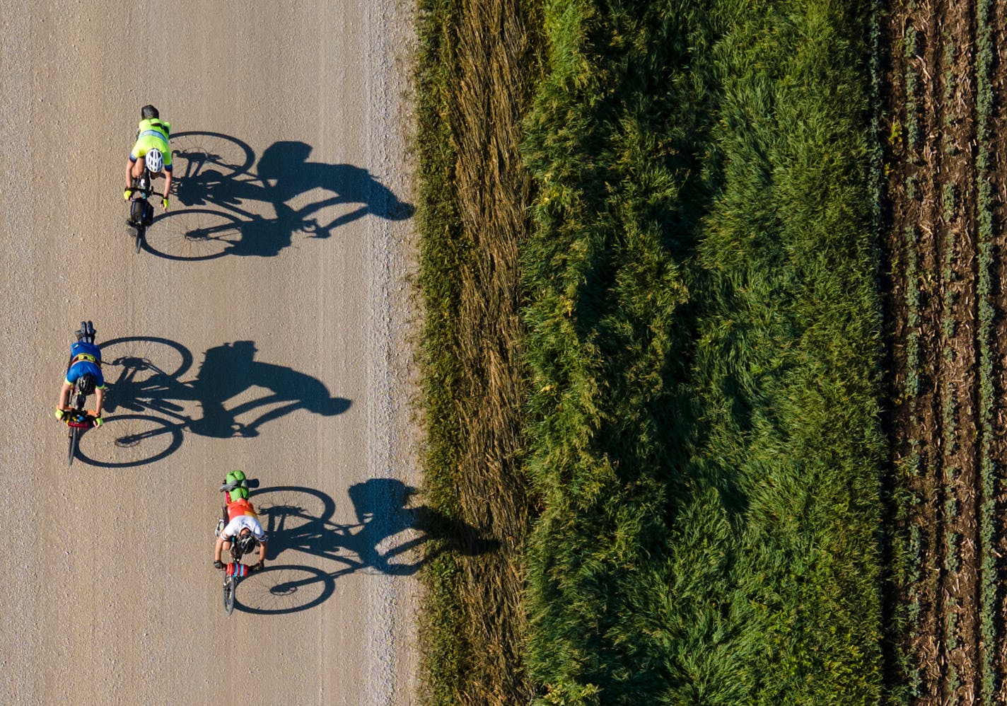 Bob Timmons, Tim Torgerson and Dan Winga cycle along 183rd Avenue in Fillmore Township Wednesday, June 29, 2022 in Southeast Minn. ] Aaron Lavinsky • aaron.lavinsky@startribune.com