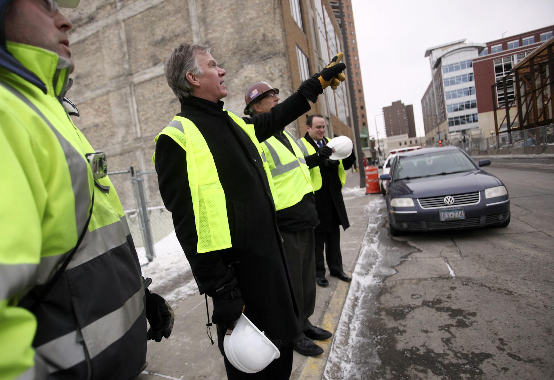 S.t Paul mayor Chris Coleman prepared to don a hard hat for a tour of the Penfield project in downtown Wednesday, Jan. 30, 2013, in St. Paul, MN. (DAVID JOLES/STARTRIBUNE) djoles@startribune.com A day in the life of Mayor Coleman. For a longer profile of Coleman planned for mid-month, on what he's accomplished and what he still hopes to do as he prepares to run for a third term as St. Paul's mayor.
