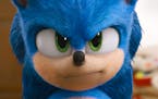 This image released by Paramount Pictures shows Sonic, voiced by Ben Schwartz, in a scene from "Sonic the Hedgehog ." (Paramount Pictures/Sega of Amer