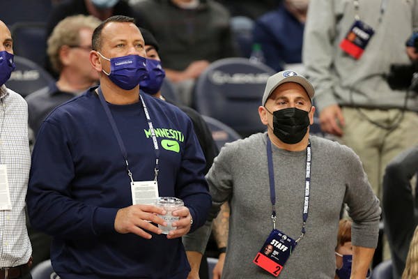 Minnesota Timberwolves co-owners Alex Rodriguez, left, and Marc Lore.