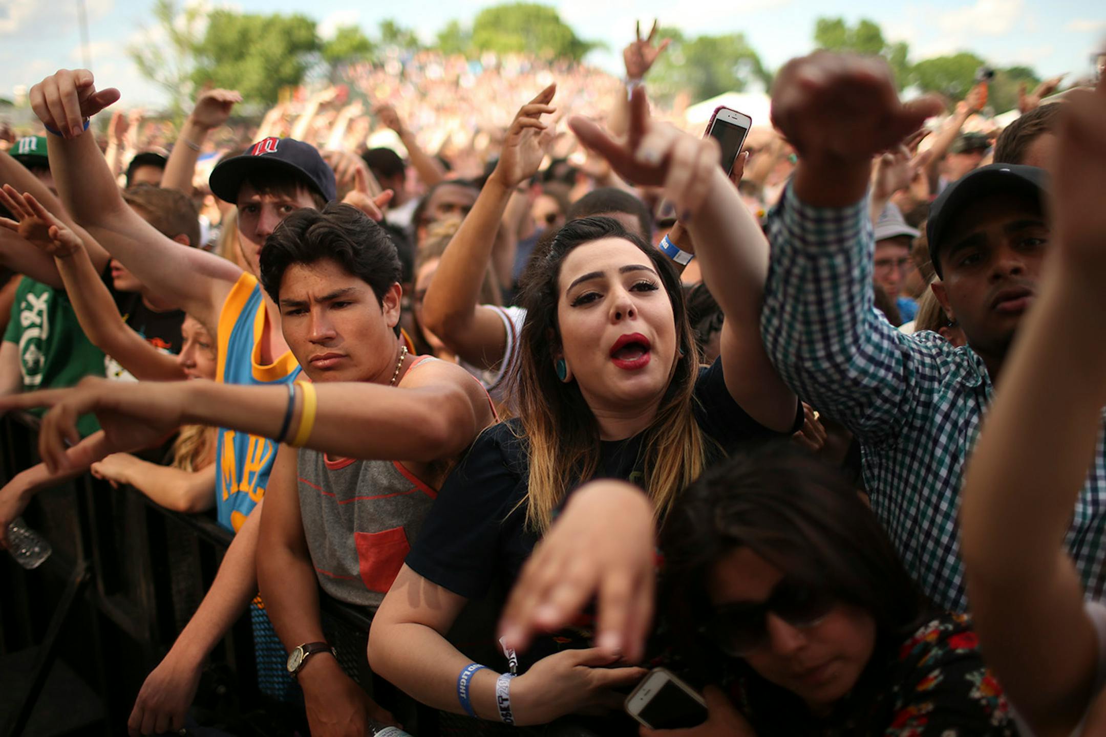 Fans reacted to Atmosphere on the Main Stage late Sunday afternoon at Soundset 2016.