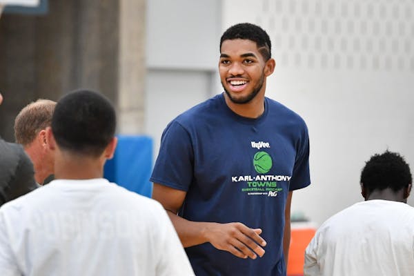 Karl-Anthony Towns. ] GLEN STUBBE * gstubbe@startribune.com Wednesday, July 27, 2016 The HyVee Karl-Anthony Towns summer basketball procamp at Hopkins