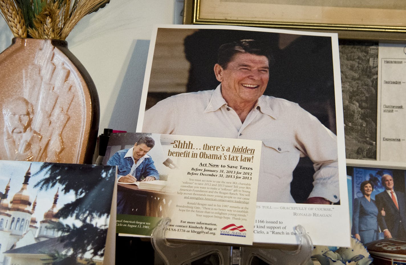 Ronald Reagan is popular in Karkoc's home because of his strong anti-communist position.