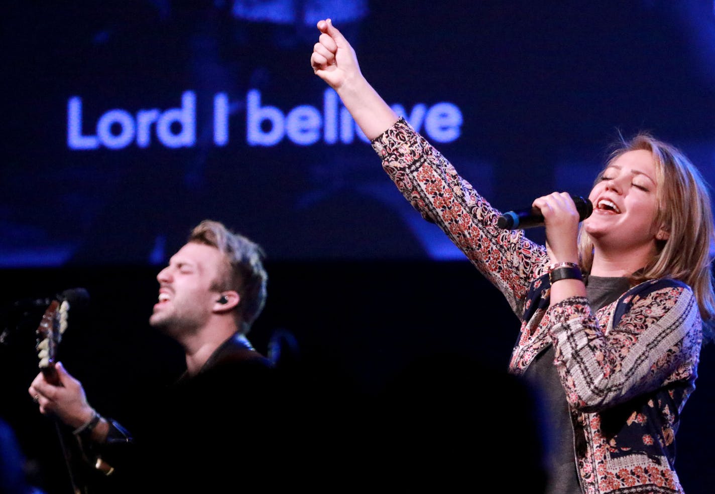 Members of the worship team led the congregation in song last week at River Valley Church, in Apple Valley.