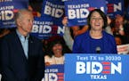 Sen. Amy Klobuchar, D-Minn., endorses Democratic presidential candidate former Vice President Joe Biden at a campaign rally Monday, March 2, 2020 in D