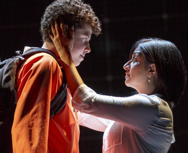 Adam Langdon as Christopher Boone and Maria Elena Ramirez as Siobhan in the touring production of "The Curious Incident of the Dog in the Night-Time."