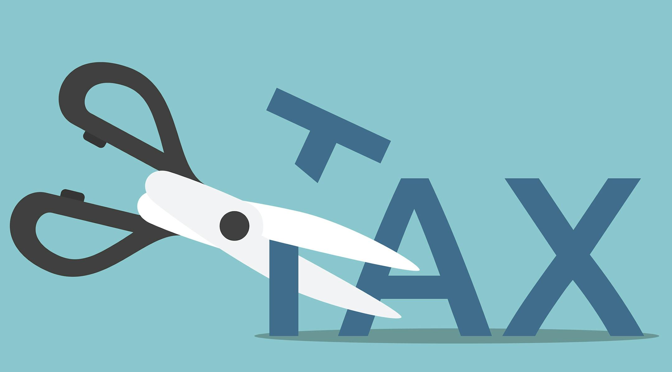 iStockphoto.com
Scissors cutting word tax.