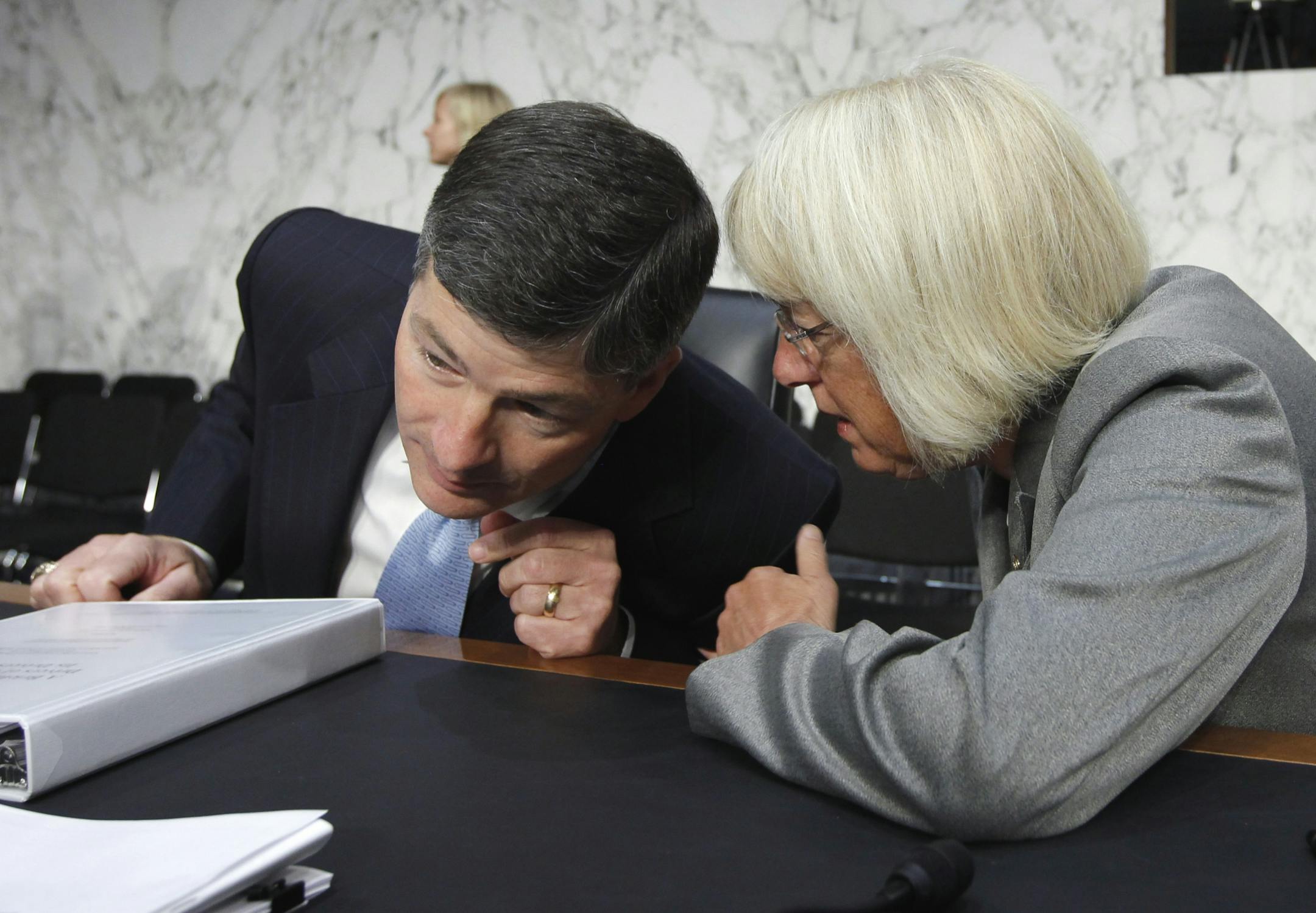 Joint Select Committee on Deficit Reduction Co-Chairs Rep. Jeb Hensarling, R-Texas, left, and Sen. Patty Murray, D-Wash., right, conferred in Washington.