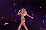 Taylor Swift performs during The Eras Tour at SoFi Stadium in Inglewood, California, on Aug. 7, 2023. (Allen J. Schaben/Los Angeles Times/TNS) ORG XMI