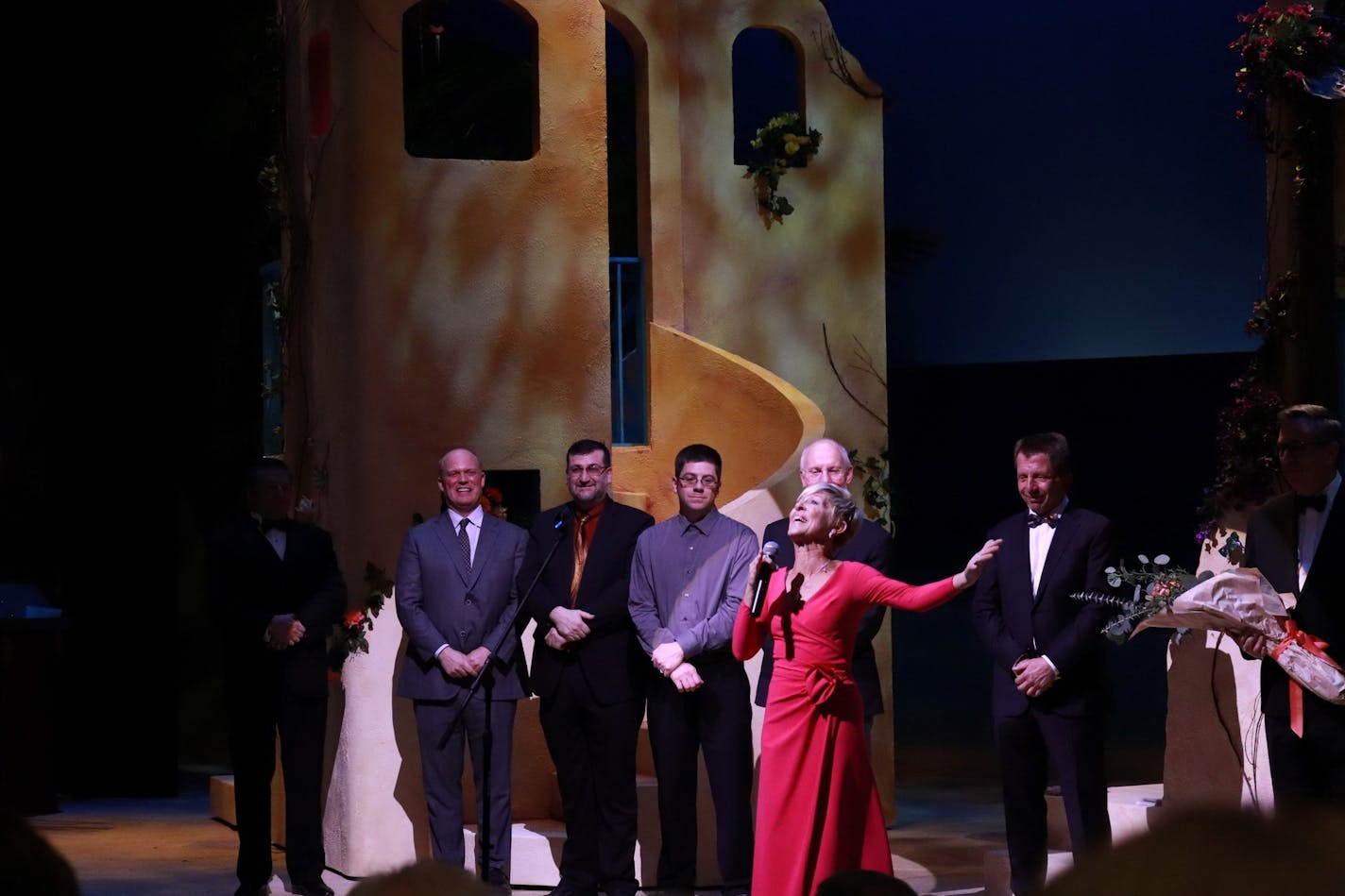 Christine Gradl Seitz, executive and artistic director of Duluth Playhouse, welcomed the audience to the NorShor Theatre's first show after its renovation in 2018. ORG XMIT: MIN1802021400401350