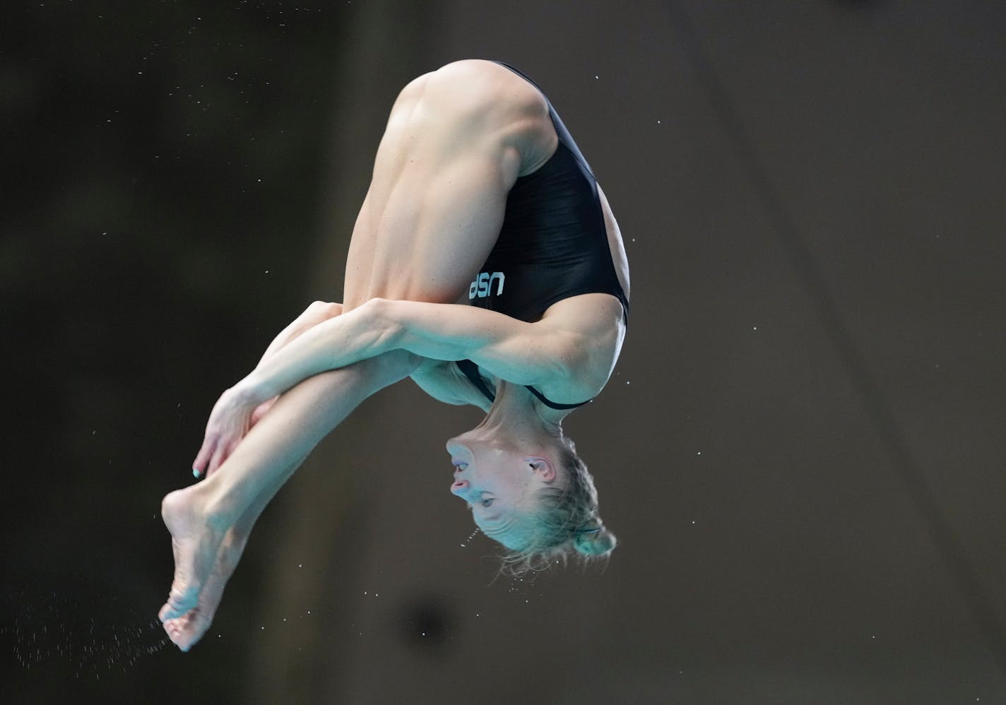 Sarah Bacon, of the United States, competes during the women's 3-meter springboard final at the World Aquatics Diving World Cup in Montreal, Sunday, May 7, 2023. (Christinne Muschi/The Canadian Press via AP)