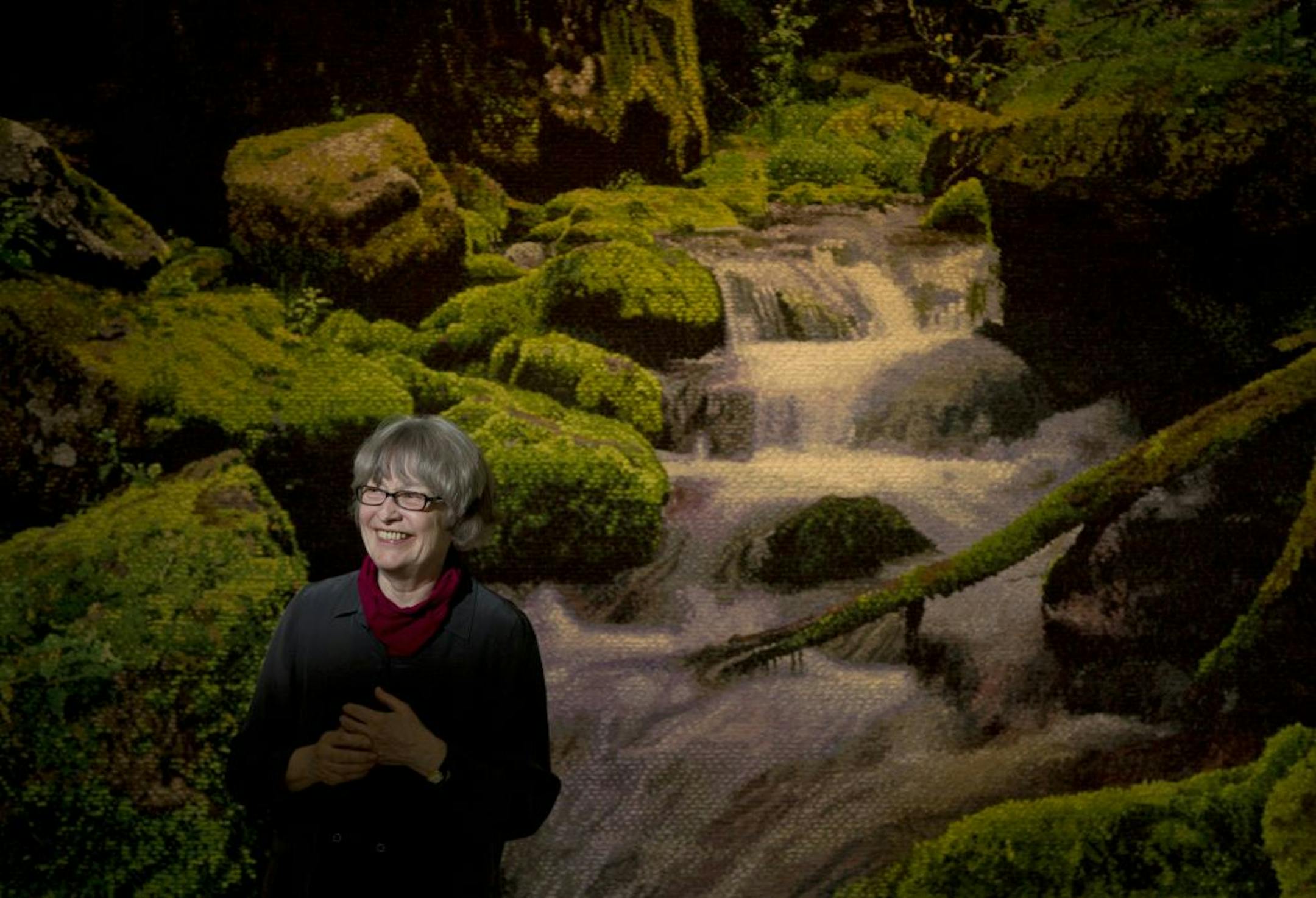 Helena Hernmarck photographed in front of "Mossklyftan" 2007.