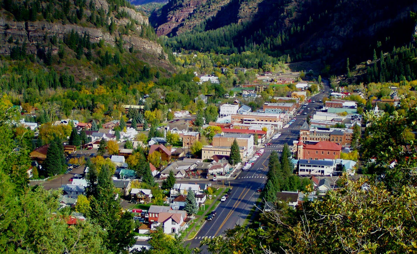 A view of Ouray, Colo. looking north on U.S. Hwy. 550.