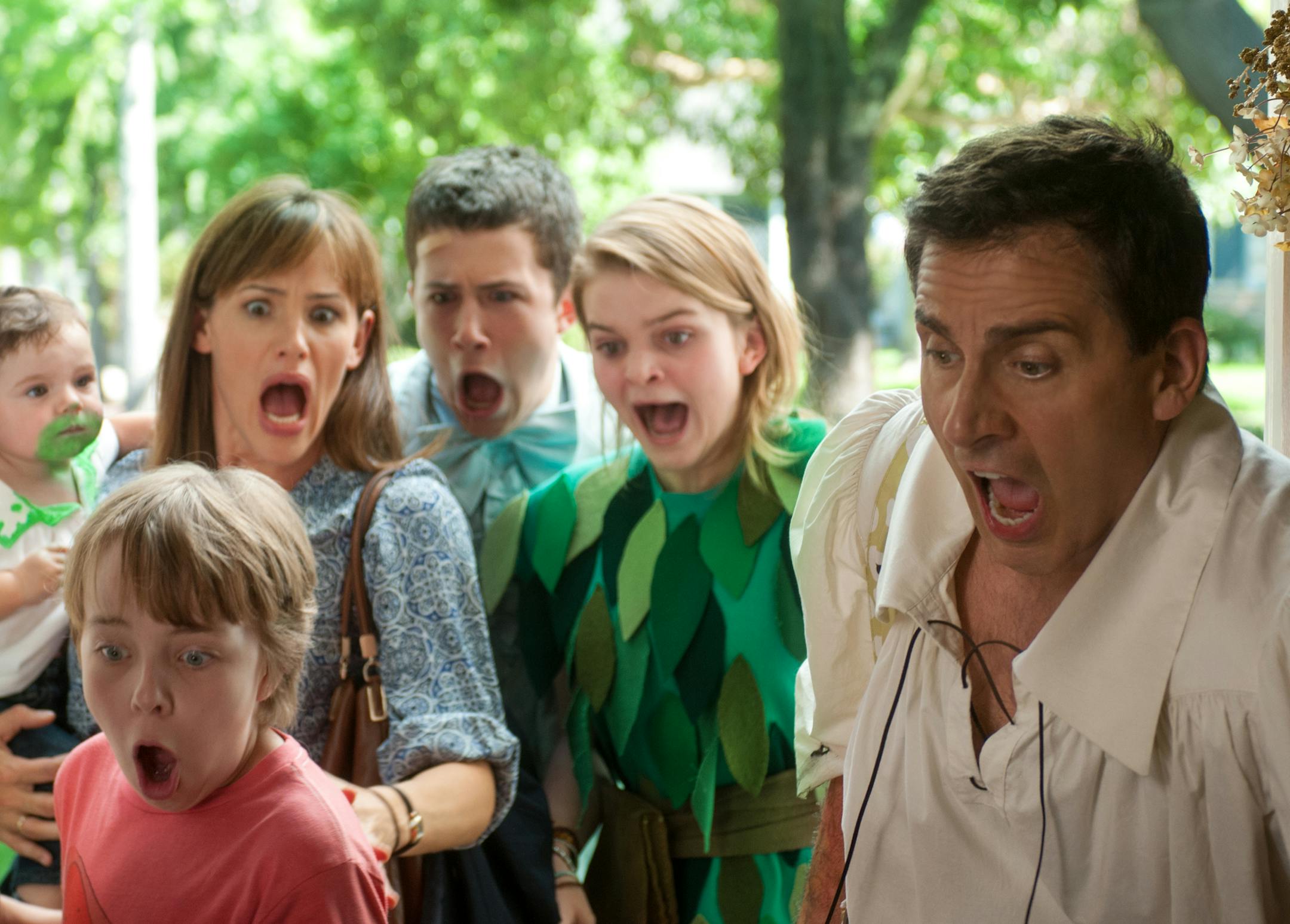 BAD DAY -- Steve Carell, Jennifer Garner, Zoey/Elise Vargas, Kerris Dorsey, Dylan Minnette and Ed Oxenbould portray a family enduring a very bad day in the heartfelt and hilarious big-screen adaptation of Judith Viorst's 1972 children's book. "Alexander and the Terrible, Horrible, No Good, Very Bad Day" hits theaters Oct. 10, 2014. Photo by: Dale Robinette. ¬©2013 Disney Enterprises, Inc. All Rights Reserved.