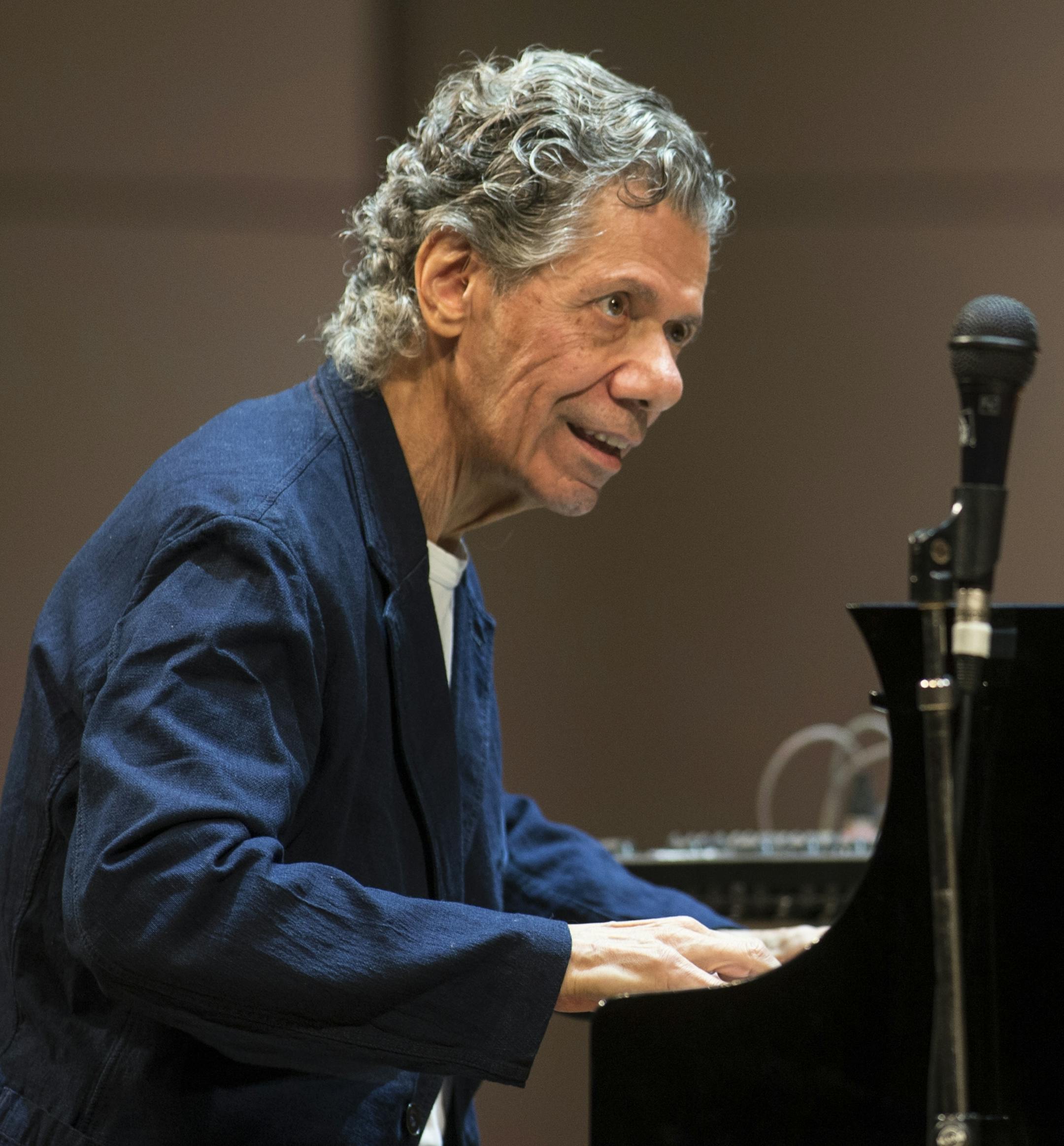 Chick Corea performs with Eddie Gomez and Brian Blade perform during their concert at the Tchaikovsky Concert Hall in Moscow, Russia, on Monday, May 15, 2017. (AP Photo/Alexander Zemlianichenko Jr.)