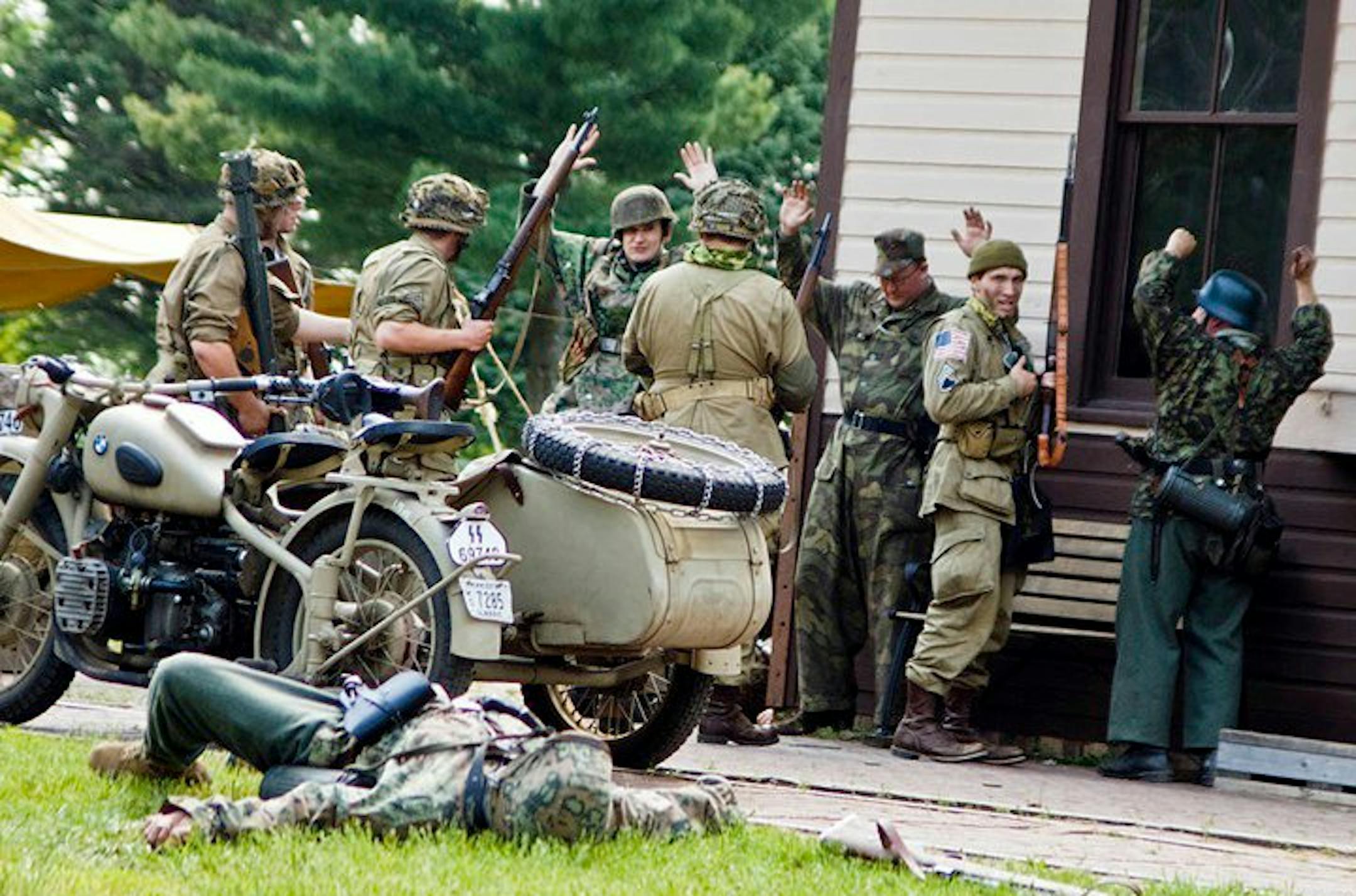 Luke Schuetzle, of Pierre, SD, and other re-enactors took part in the 2010 WWII re-enactment at Dakota City Heritage Village. (Photo by Troy LaFaye)