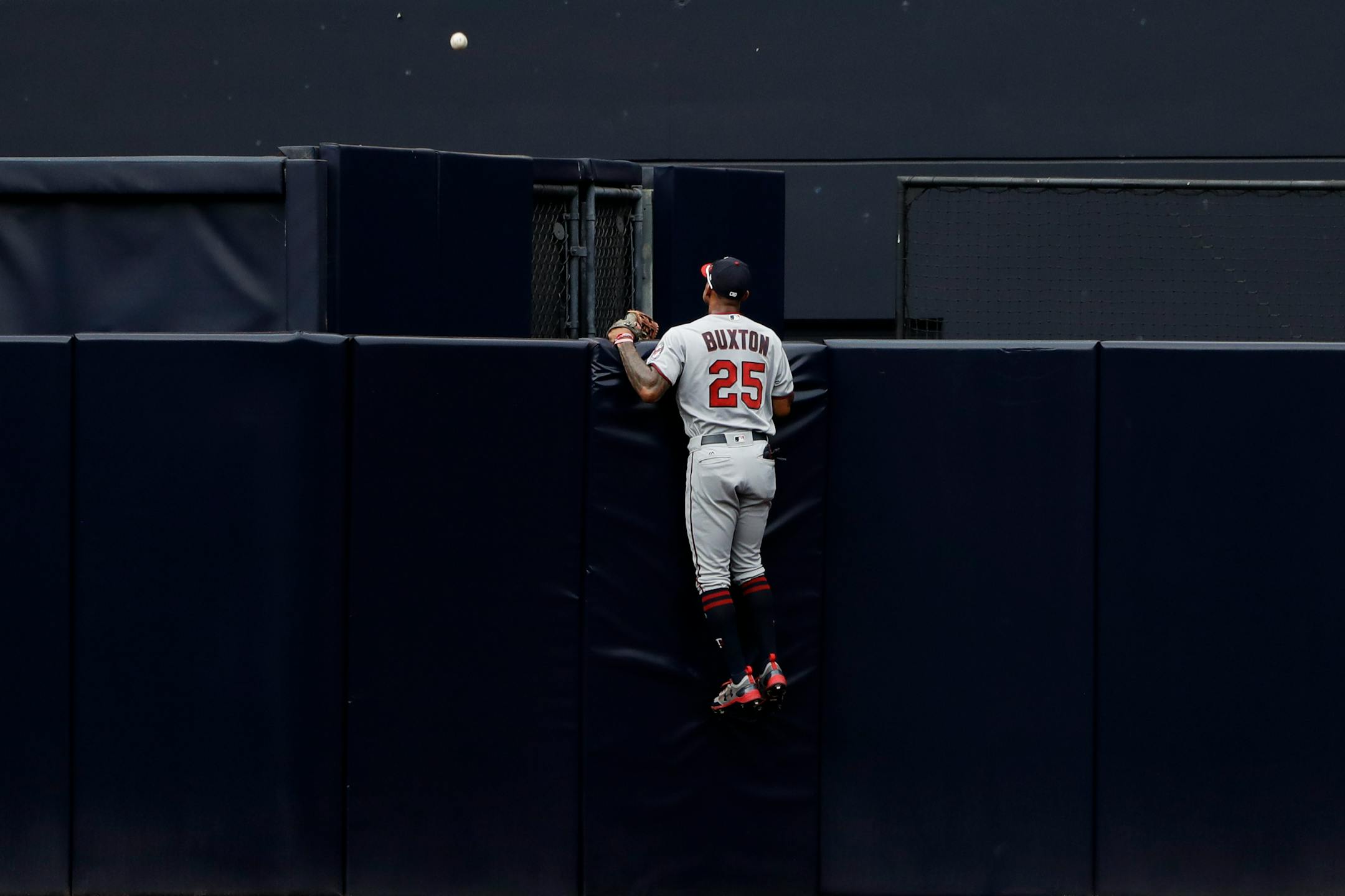 Twins center fielder Byron Buxton watched a two-run home run by the Padres’ Jose Pirela go over the wall during the fourth inning on Wednesday in San Diego. The Twins ended a crushing 2-6 road trip to California with a 5-2 win.