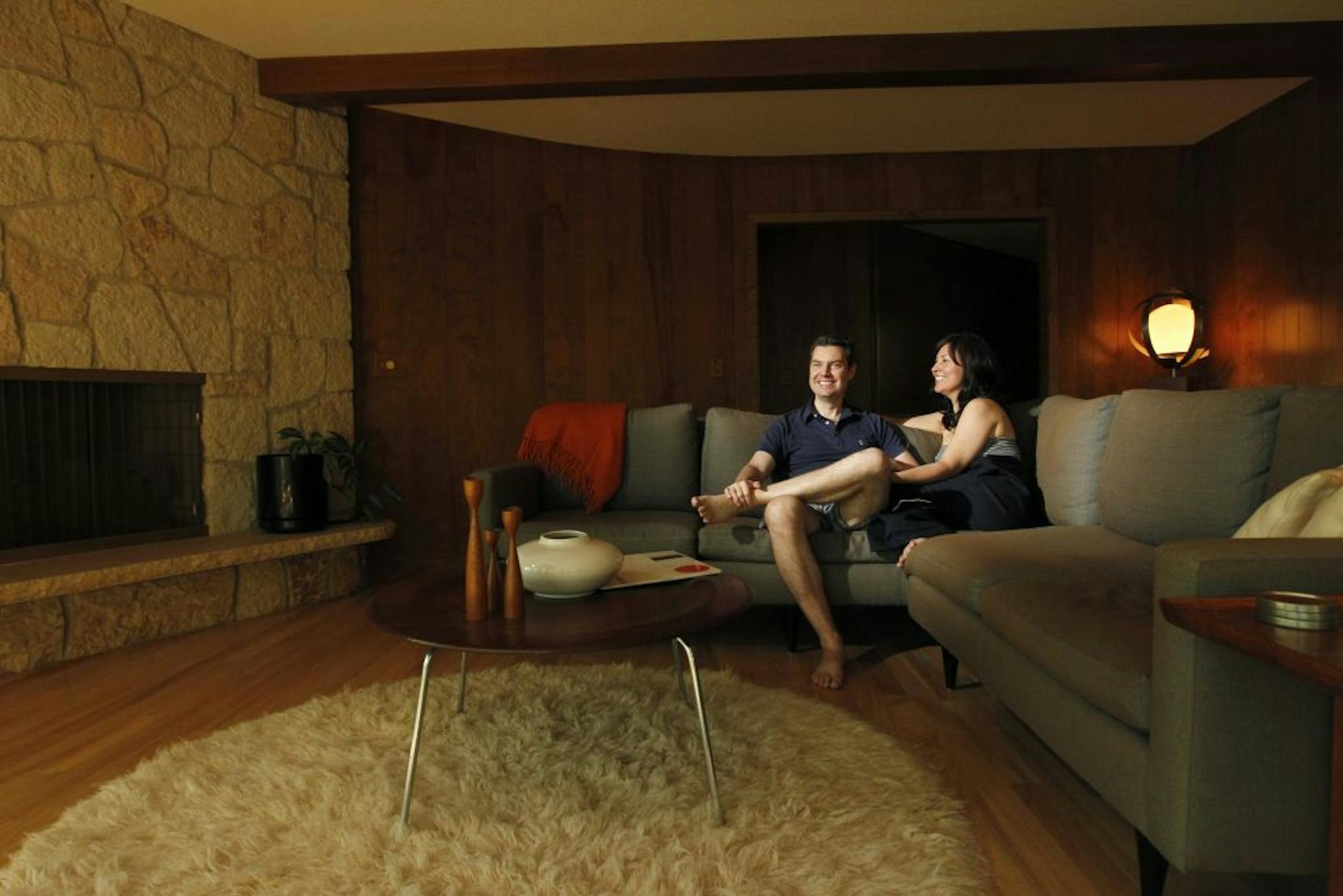 Jake and Mercedes Rudh photographed in their Mid Century Modern home in Minneapolis.