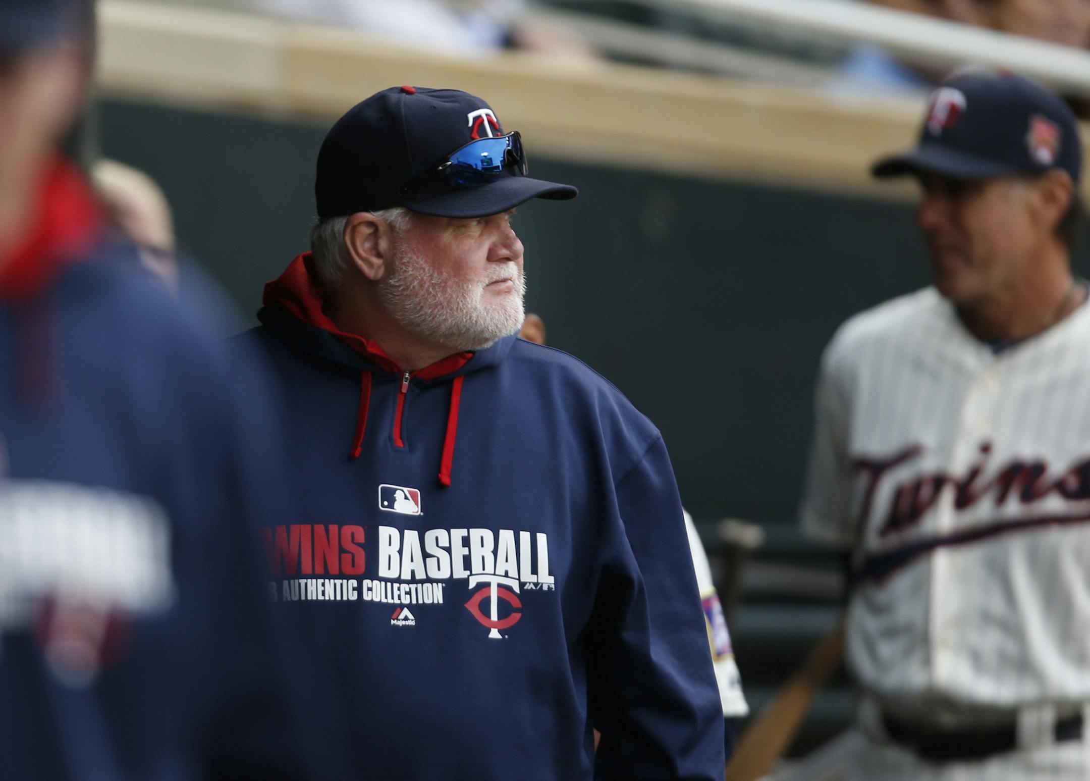 At the Twins game vs the Diamondbacks on September 24, 2014, manager Ron Gardenhire kept an eye on the game .]Richard Tsong-Taatarii/rtsong- taatarii@startribune.com