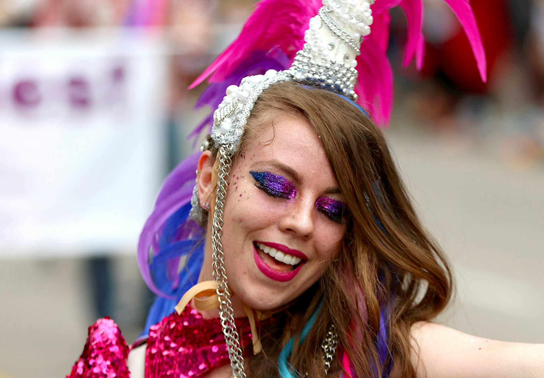 Shawna McNamara performed at the pride parade with bi-sexual organizing projects on Sunday.