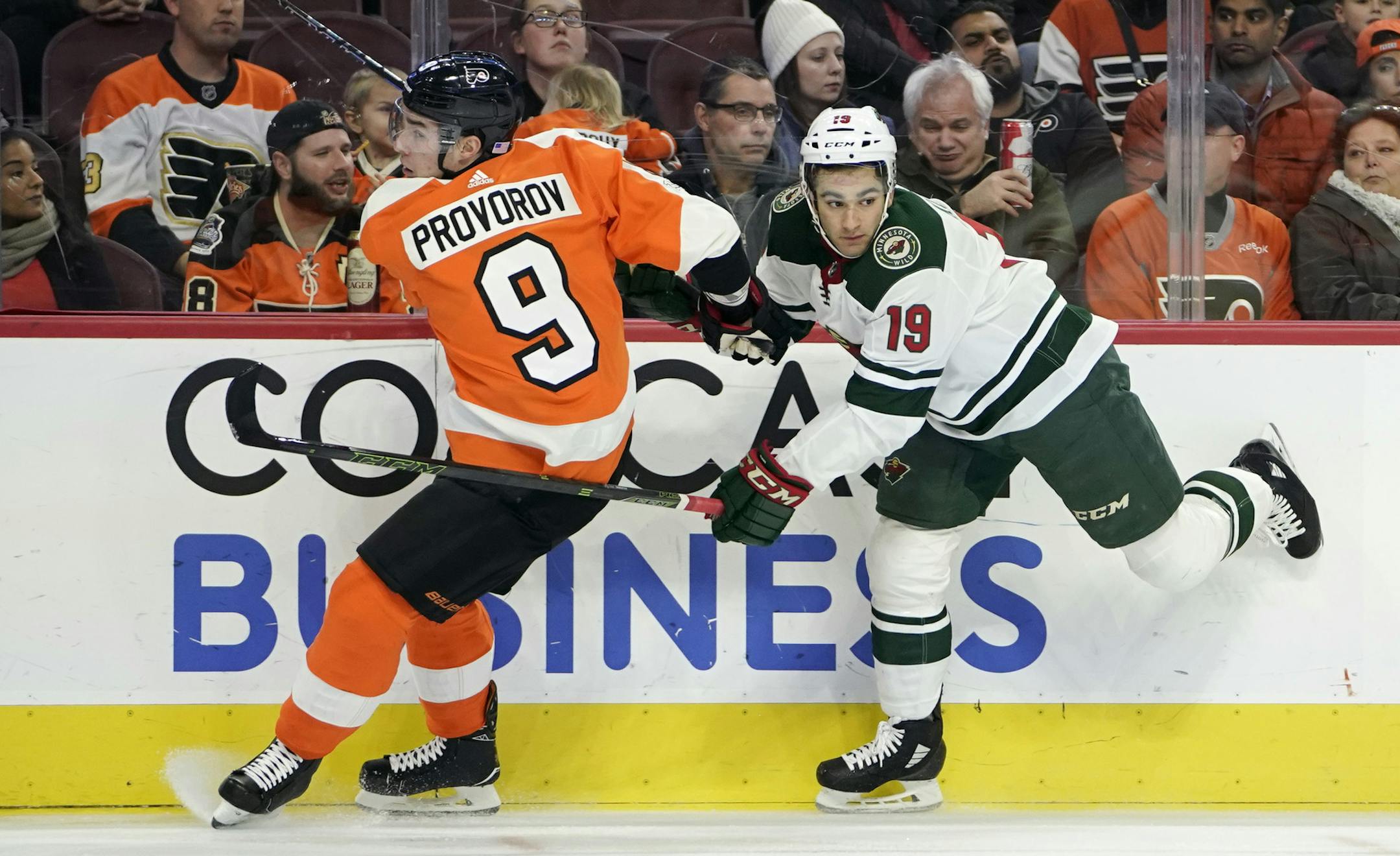 Aggressive checking is a strength of the Wild's Luke Kunin (19), and he doesn't expect last season's ACL injury to hinder him in his return to the NHL.