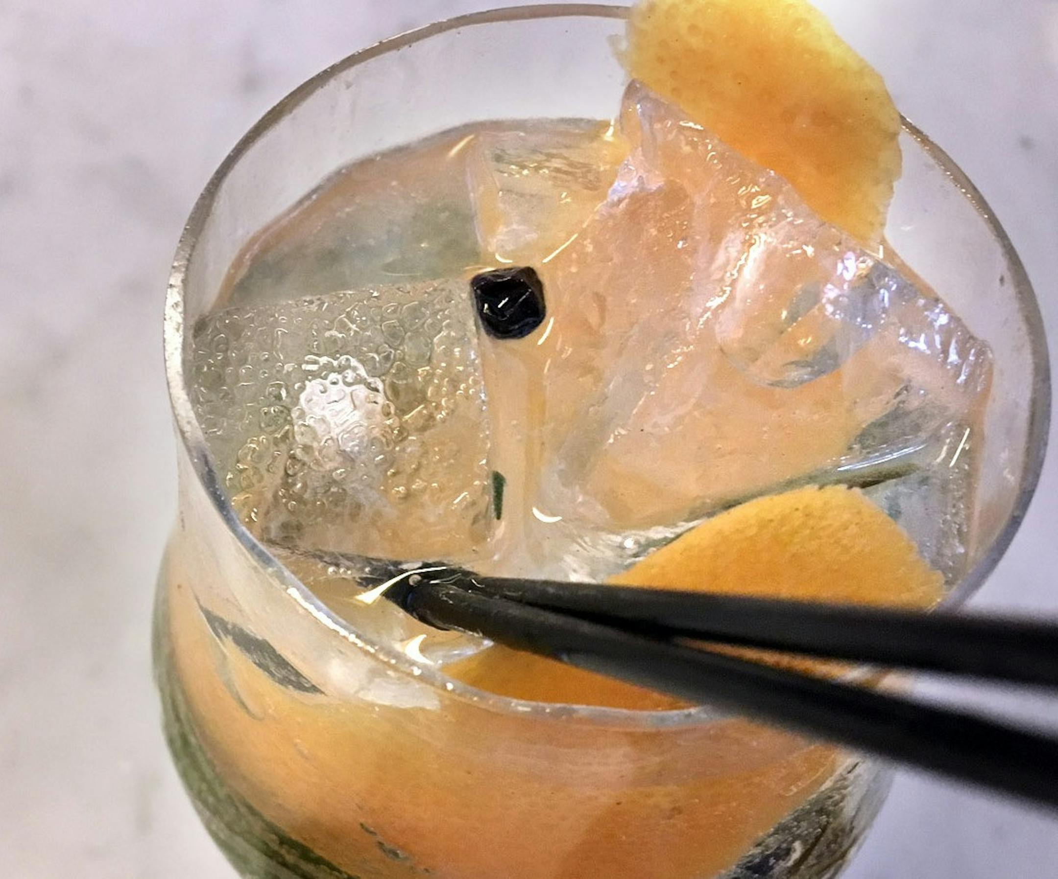 Gin with rosemary, grapefruit peel, juniper berries and tonic at Tre Rivali.