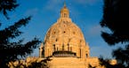 The Minnesota State Capitol was bathed in warm evening light as the sun went down on the first day of the legislative session. ] GLEN STUBBE &#xa5; gl