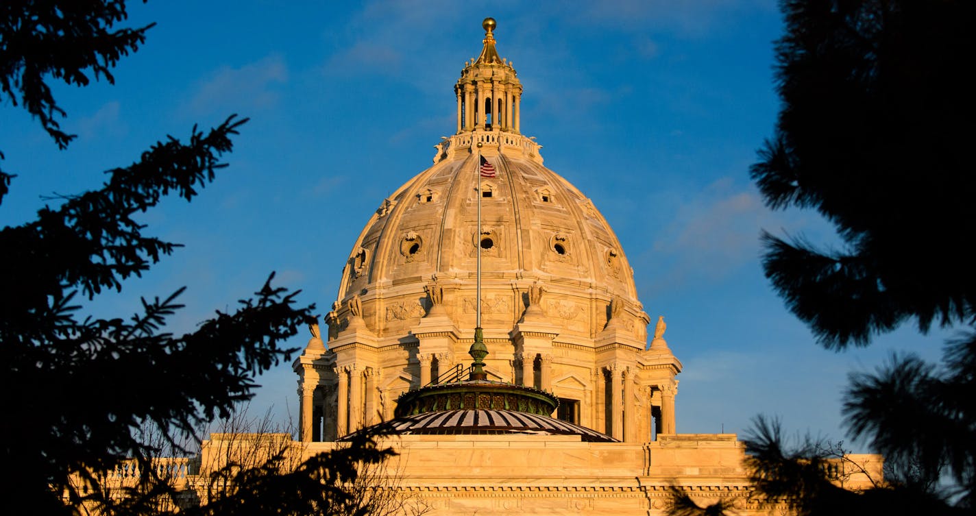 The Minnesota State Capitol was bathed in warm evening light as the sun went down on the first day of the legislative session. ] GLEN STUBBE &#xa5; glen.stubbe@startribune.com Tuesday, February 20, 2018 EDS, FOR USE WITH ANY APPROPRIATE STORY GS