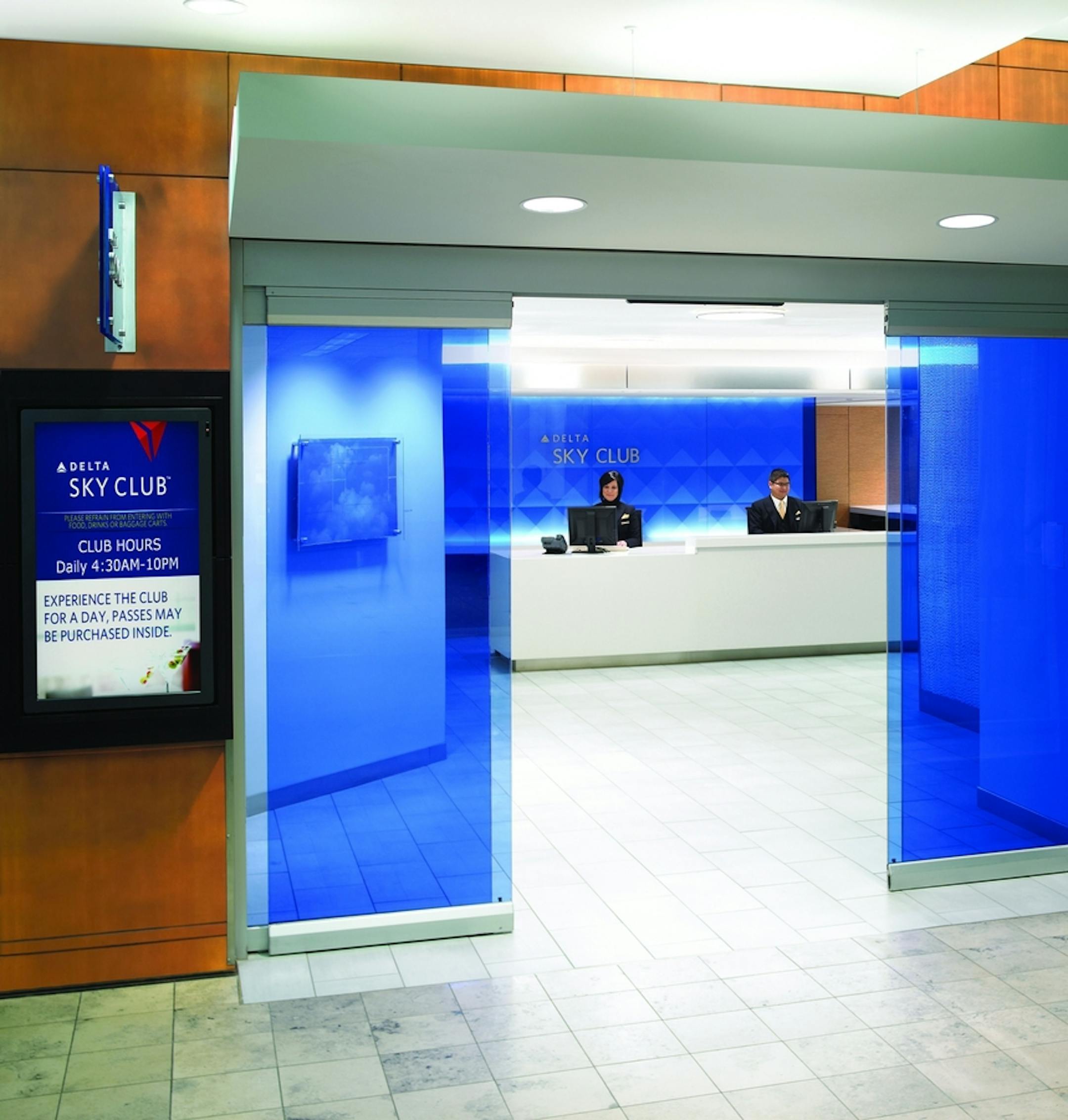 Sky Club entrance in Minneapolis / Saint Paul International Airport. - Unlimited / unrestricted use across all media in perpetuity for promotion of Delta Air Lines and its marketing partners. - These images are protected by copyright. Delta has acquired permission from the copyright owner to the use the images for specified purposes and in some cases for a limited time. If you have been authorized by Delta to do so, you may use these images to promote Delta, but only as part of Delta-approved ma