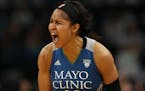 Lynx forward Maya Moore reacted to teammate Lindsay Whalen being fouled near the end of the second quarter in Game 2 of the WNBA Finals.
