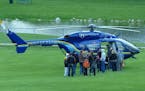 This Mayo Clinic medical helicopter was inadvertently started by a child Saturday at an air show in Mankato. This is a file photo.