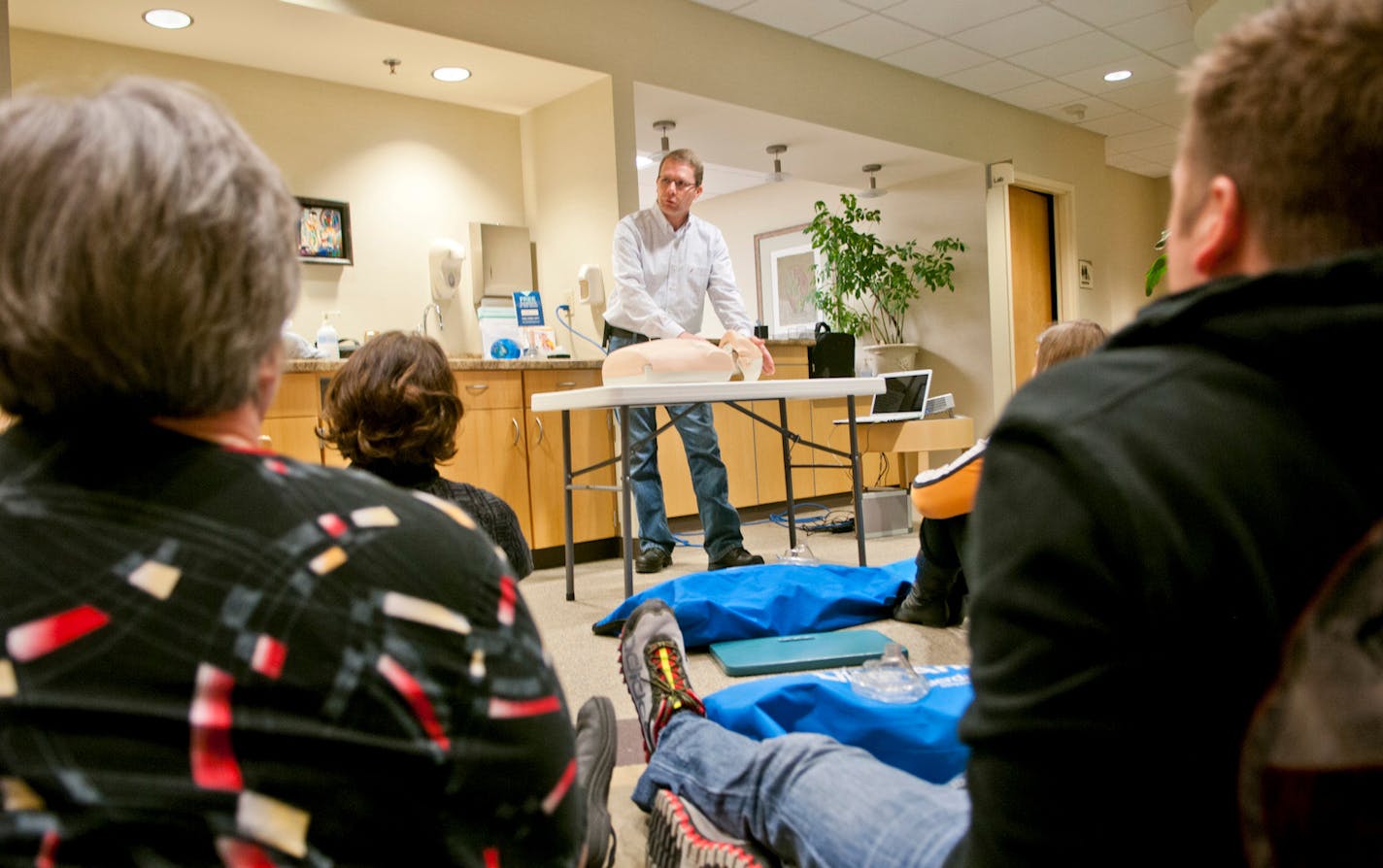 Photo by Steve Wewerka Wayne Schneider gives a demonstration of CPR.