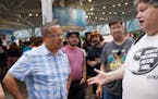 U.S. Rep. Keith Ellison, who's running for state attorney general, spoke with fairgoers outside the DLF booth Saturday. ] ANTHONY SOUFFLE &#xef; antho