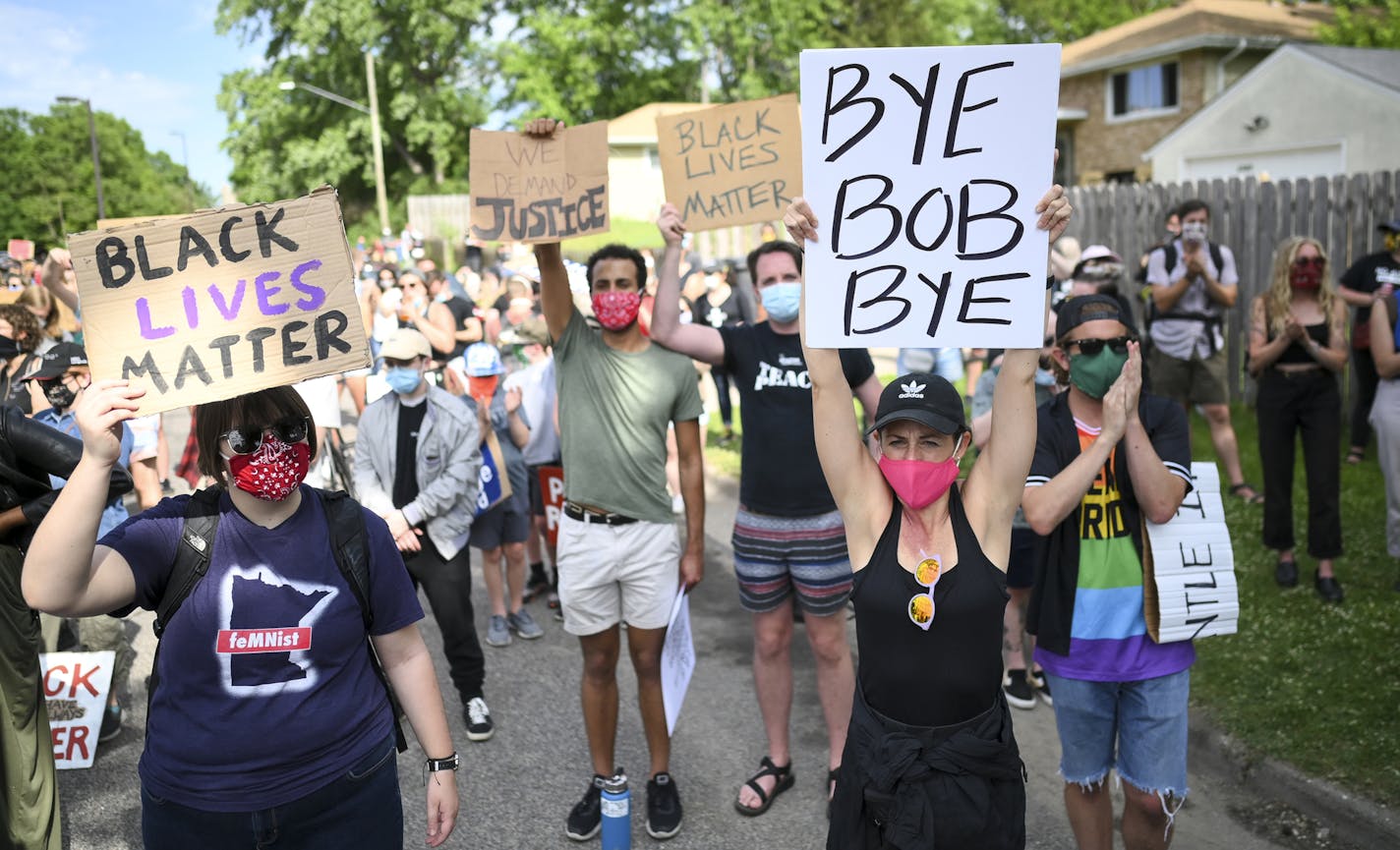 Protesters outside Minneapolis police union headquarters on Friday, June 12, demanded the resignation of its president, Bob Kroll.