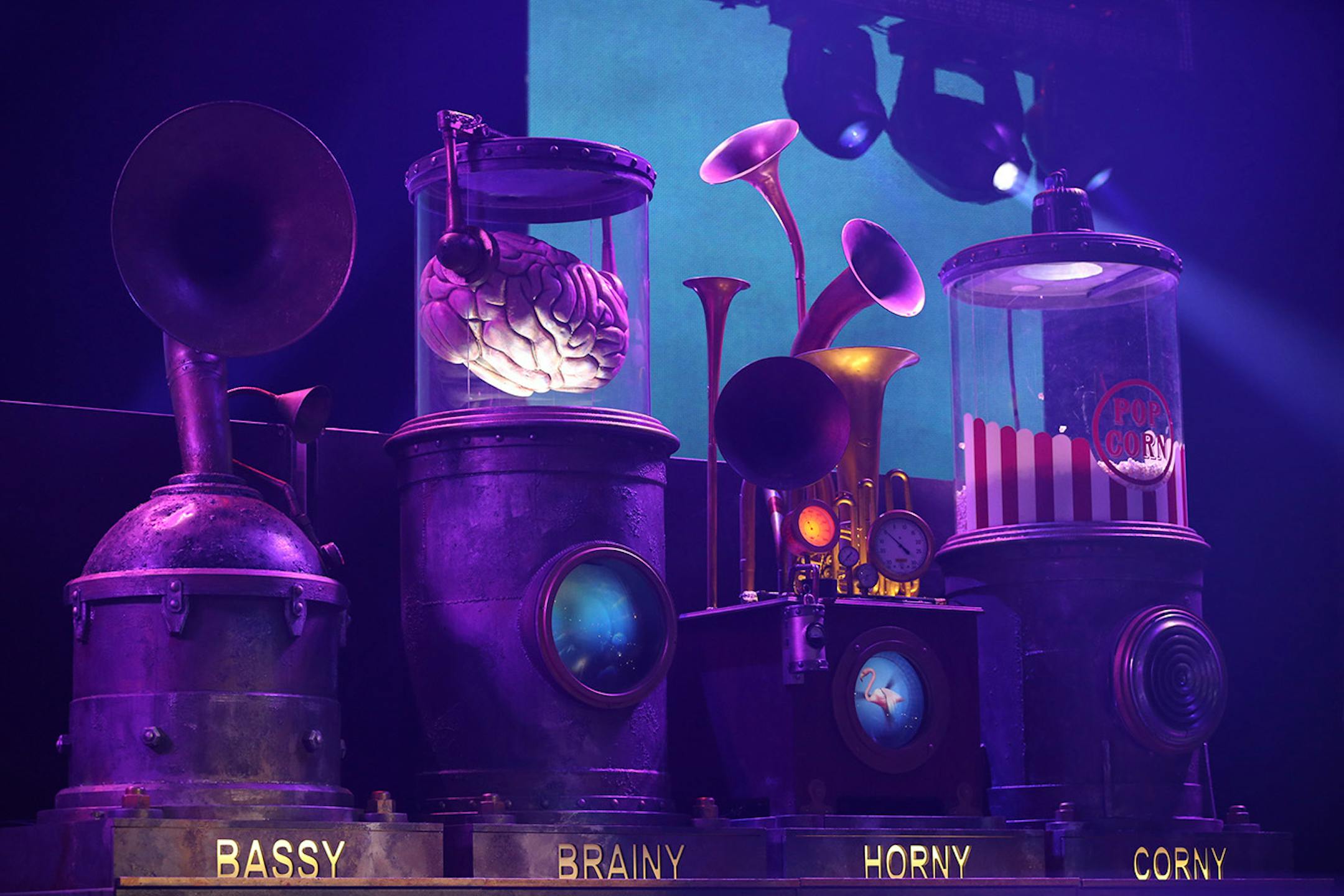 Rush's steampunk stage accoutrements Tuesday night. ] JEFF WHEELER ï jeff.wheeler@startribune.com Canadian rock gods Rush performed at Xcel Energy Center in St. Paul, Tuesday night, May 12, 2015.