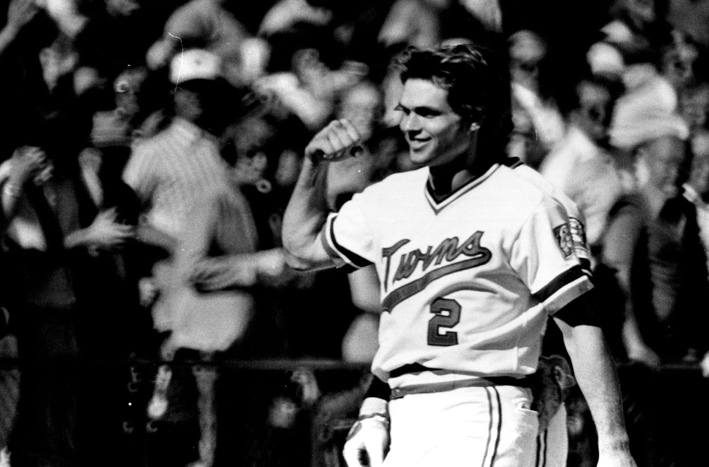 September 21, 1979 Castino Flexed his muscle for the crowd as he passed home plate after his 2 run homer in 7th innings. Richard Olsenius, Minneapolis Star Tribune