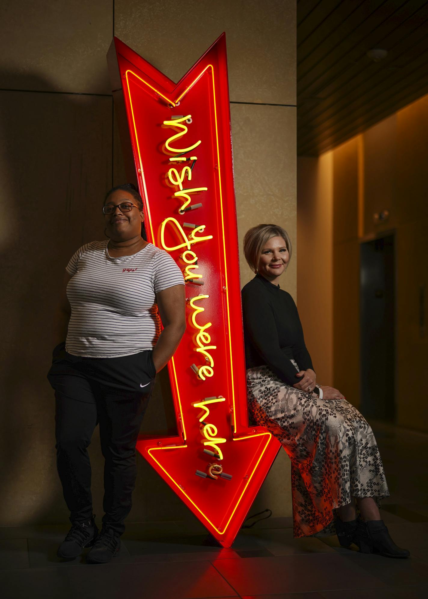 Nyreshia Davis, housekeeping manager, left, and Lindsey Lundgren, night front desk manager, in the lobby of the Intercontinental Hotel Monday afternoon. ] JEFF WHEELER &#x2022; Jeff.Wheeler@startribune.com After 80% of the staff were laid off at the Intercontinental Hotel at MSP International Airport, Nyreshia Davis, housekeeping manager; and Lindsey Lundgren, night front desk manager, both single moms, agreed to stay and work under trying circumstances while 80 percent-plus of the staff got lai