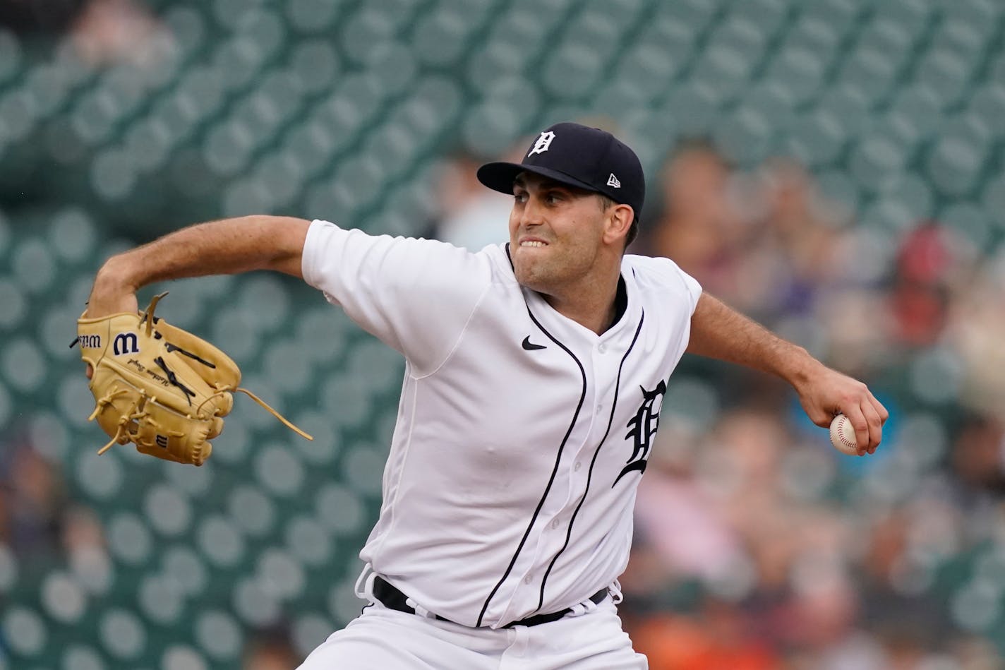 Detroit Tigers starting pitcher Matthew Boyd throws during the first inning of a baseball game against the Seattle Mariners, Tuesday, June 8, 2021, in Detroit. (AP Photo/Carlos Osorio)