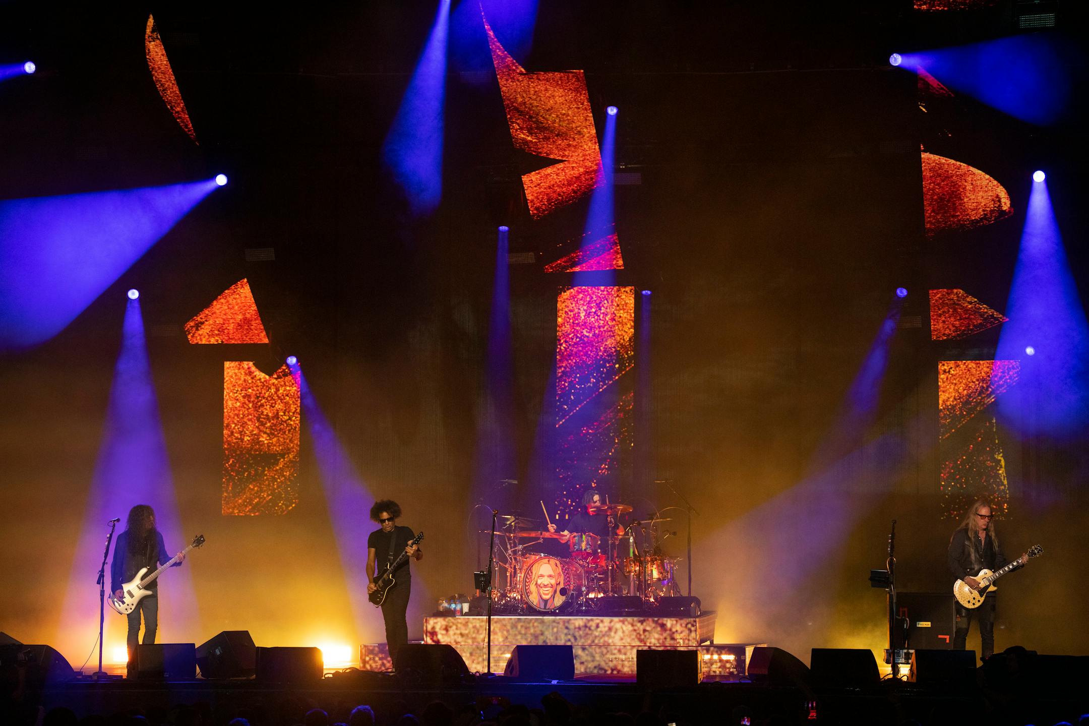 Alice in Chains got the Grandstand shows underway on the first day of the Minnesota State Fair Thursday, August, 25, 2022 in Falcon Heights. Their members are, from left, bassist&nbsp;Mike Inez, lead singer William DuVall, drummer Sean Kinney, and co-lead vocalist and singer and guitarist Jerry Cantrell.