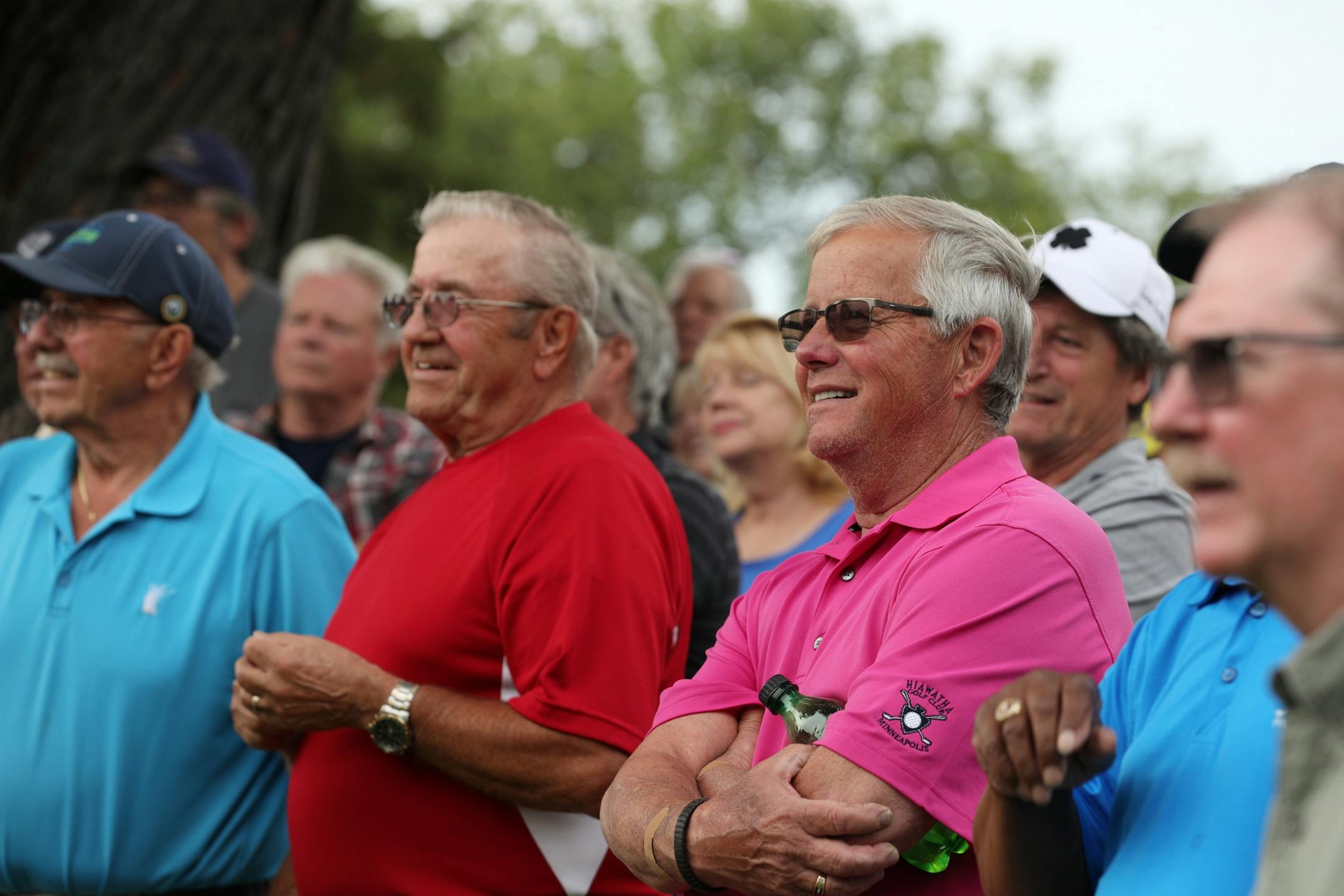 Golfers and supporters of the Hiawatha Golf Course listened to Park Board candidates speak as they rallied against the Park Board's recent decision to reduce pumping and close the course at the end of 2019 season Tuesday.