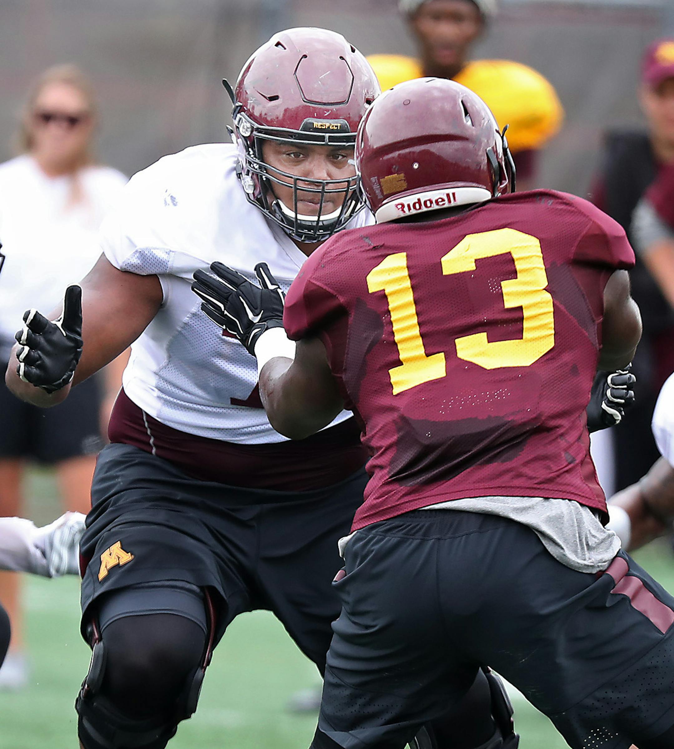 Minnesota Gophers Garrison Wright took to the field for drills at practice at the Gibson Nagurski Football Complex U of M, Friday, August 12, 2016 in Minneapolis, MN. ] (ELIZABETH FLORES/STAR TRIBUNE) ELIZABETH FLORES • eflores@startribune.com