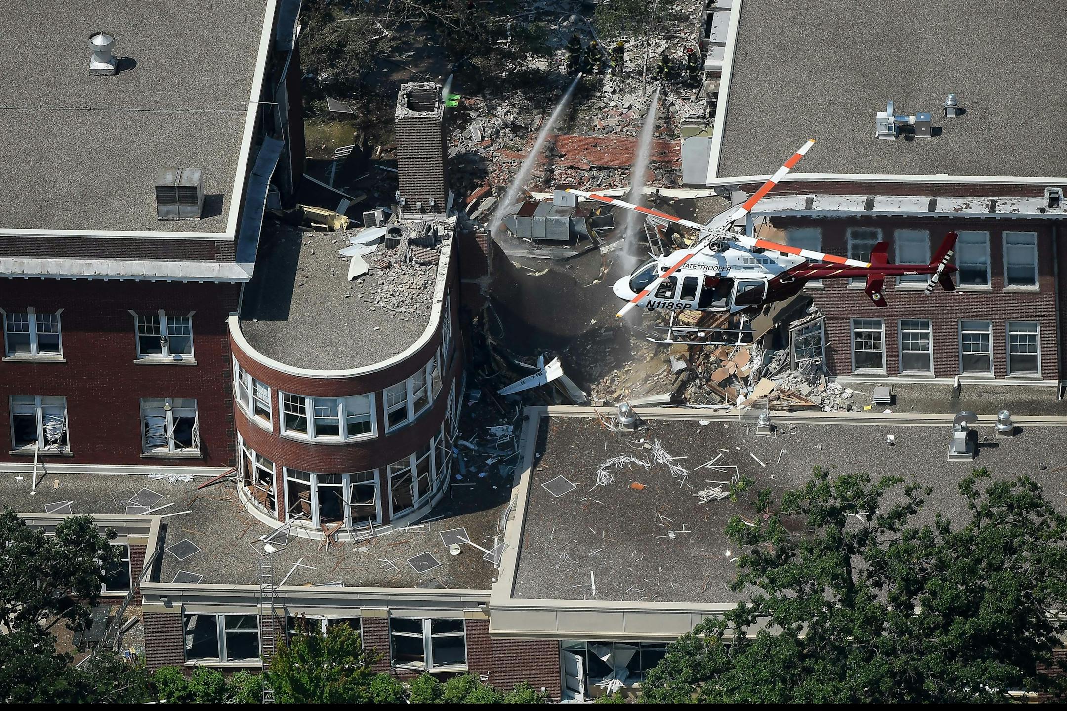 Emergency workers responded to the explosion at Minnehaha Academy Wednesday afternoon.