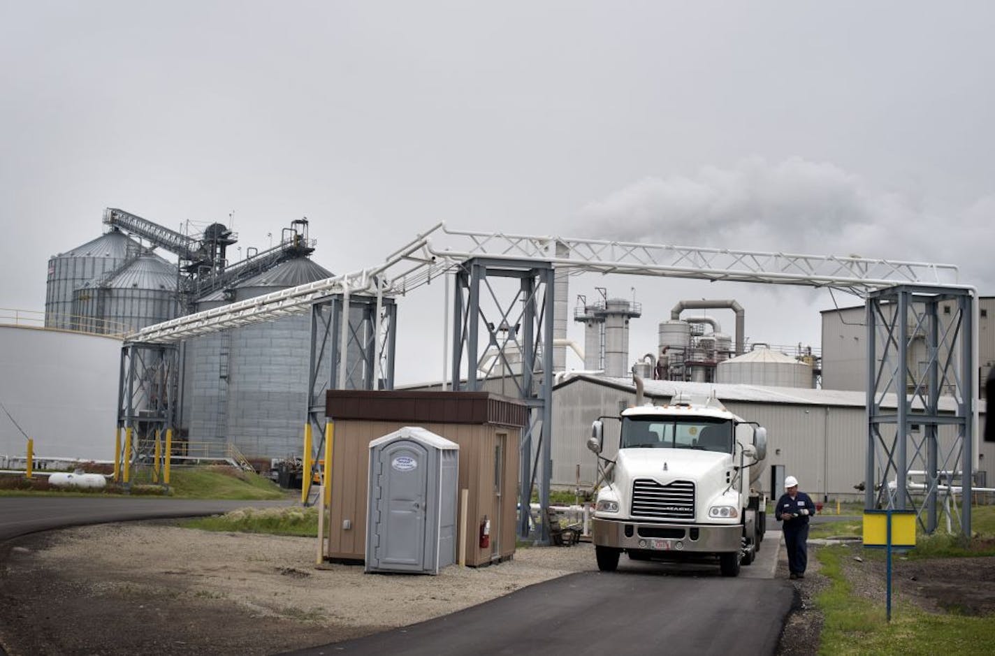 A driver for Kwik Trip filled his tanker truck with ethanol from the Al-Corn ethanol plant in Claremont, Minn., one of the state's longest-running ethanol plants.