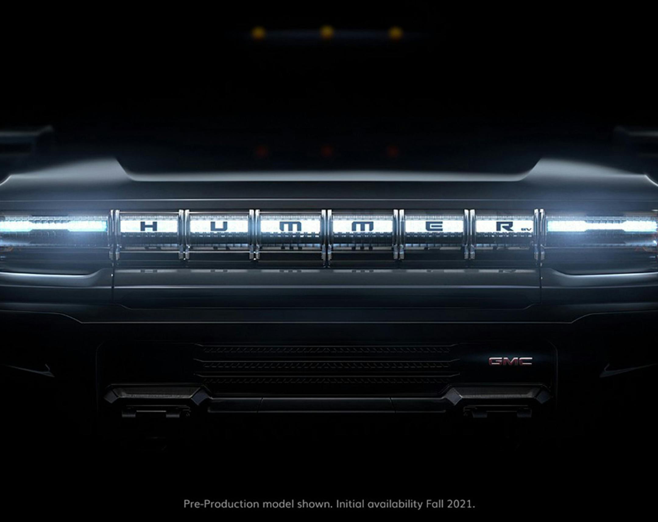A teaser rendering of the upcoming electric GMC Hummer EV truck. (GMC)