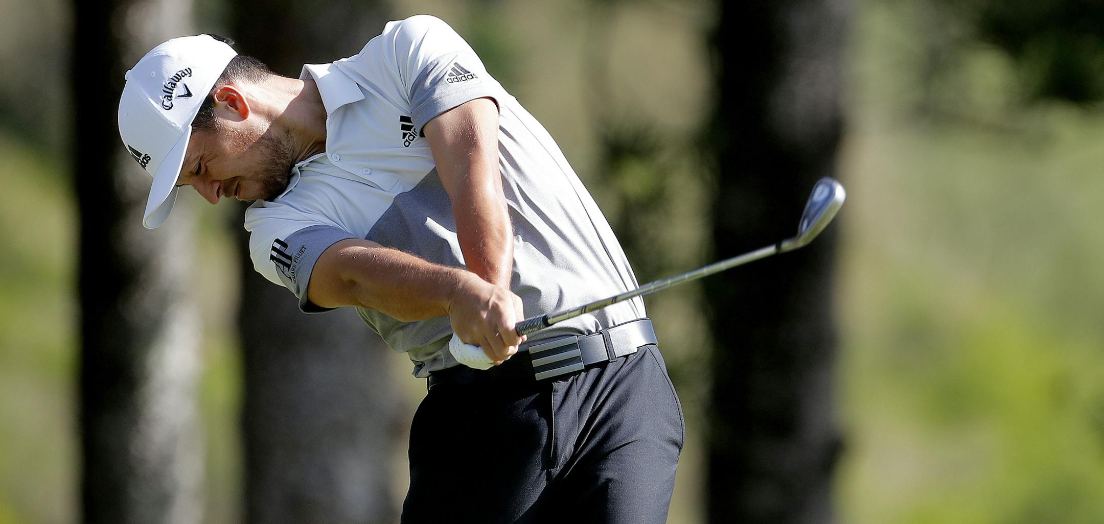 Xander Schauffele plays his shot from the second tee during the third round of the Tournament of Champions golf event, Saturday, Jan. 5, 2019, at Kapalua Plantation Course in Kapalua, Hawaii. (AP Photo/Matt York)