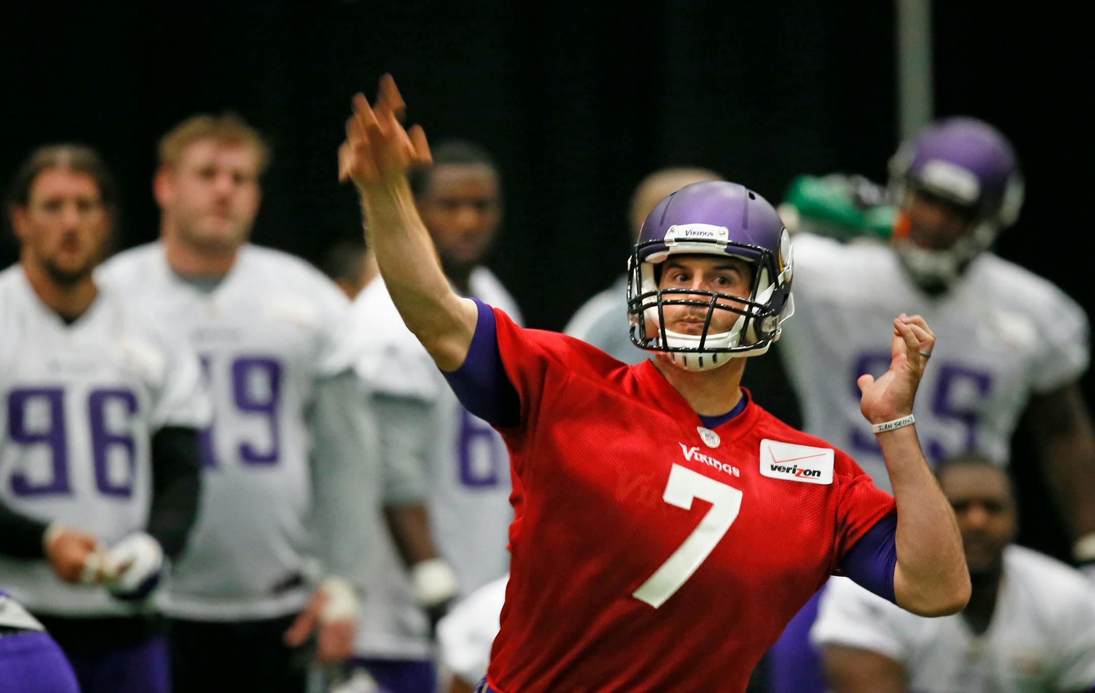 Vikings quarterback Christian Ponder shows his stuff at mini camp in late April.