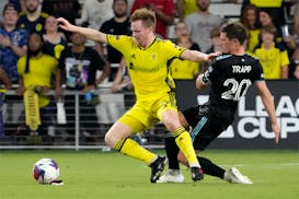 Nashville SC midfielder Dax McCarty collided with Loons midfielder Will Trapp in the first half of Friday night’s Leagues Cup quarterfinal match.
