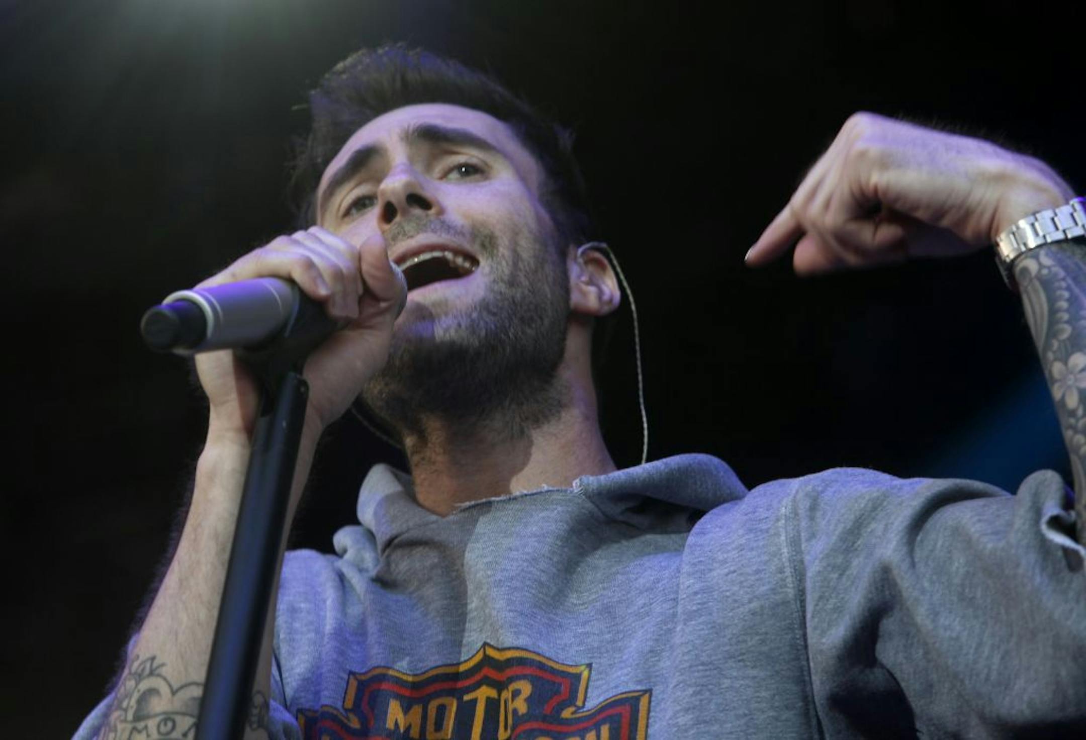 Adam Levine of Maroon 5 sang Harder to Breath at the State Fair Grandstand on September 5, 2011.