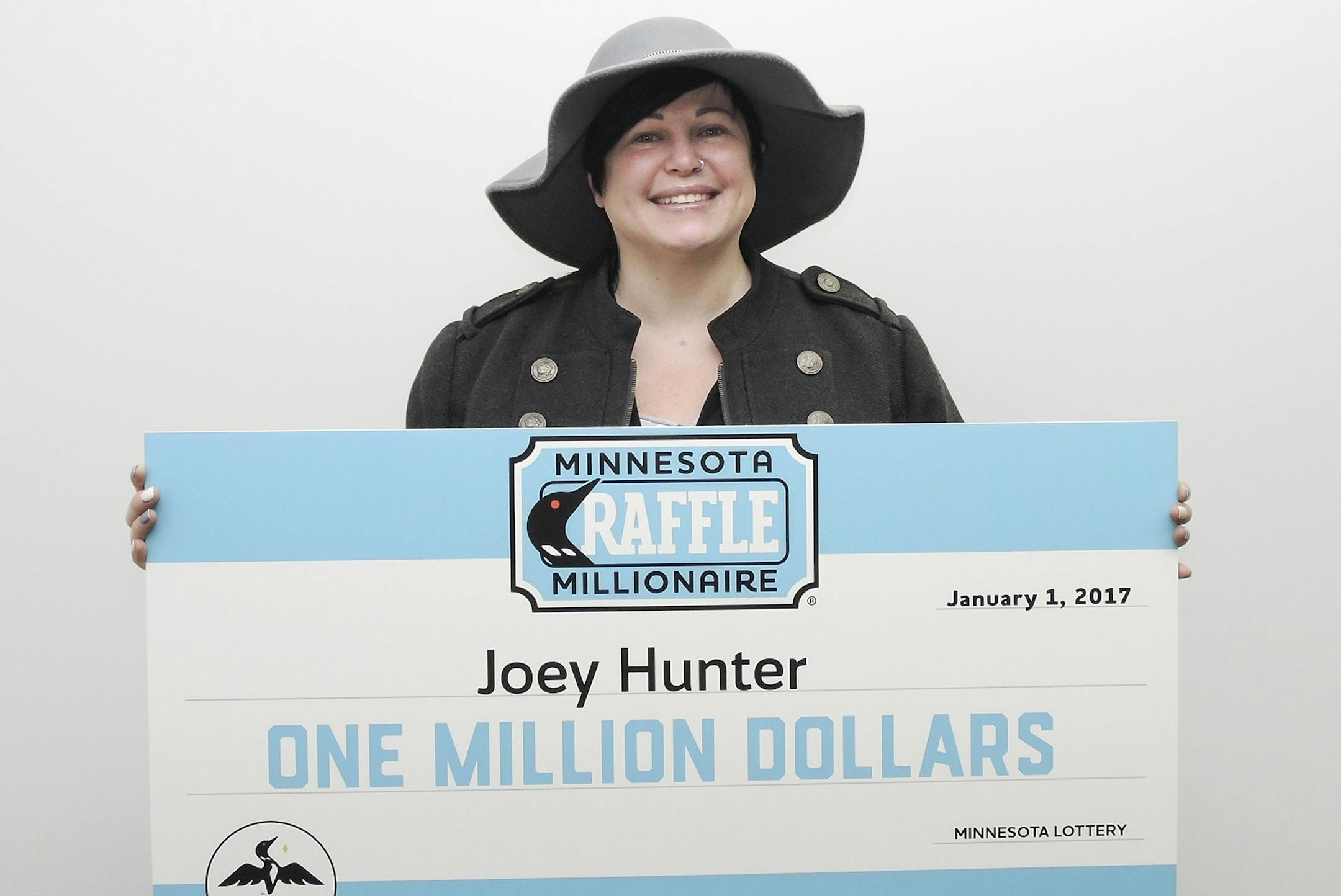 Joey Hunter claimed her $1 million lottery prize last week.