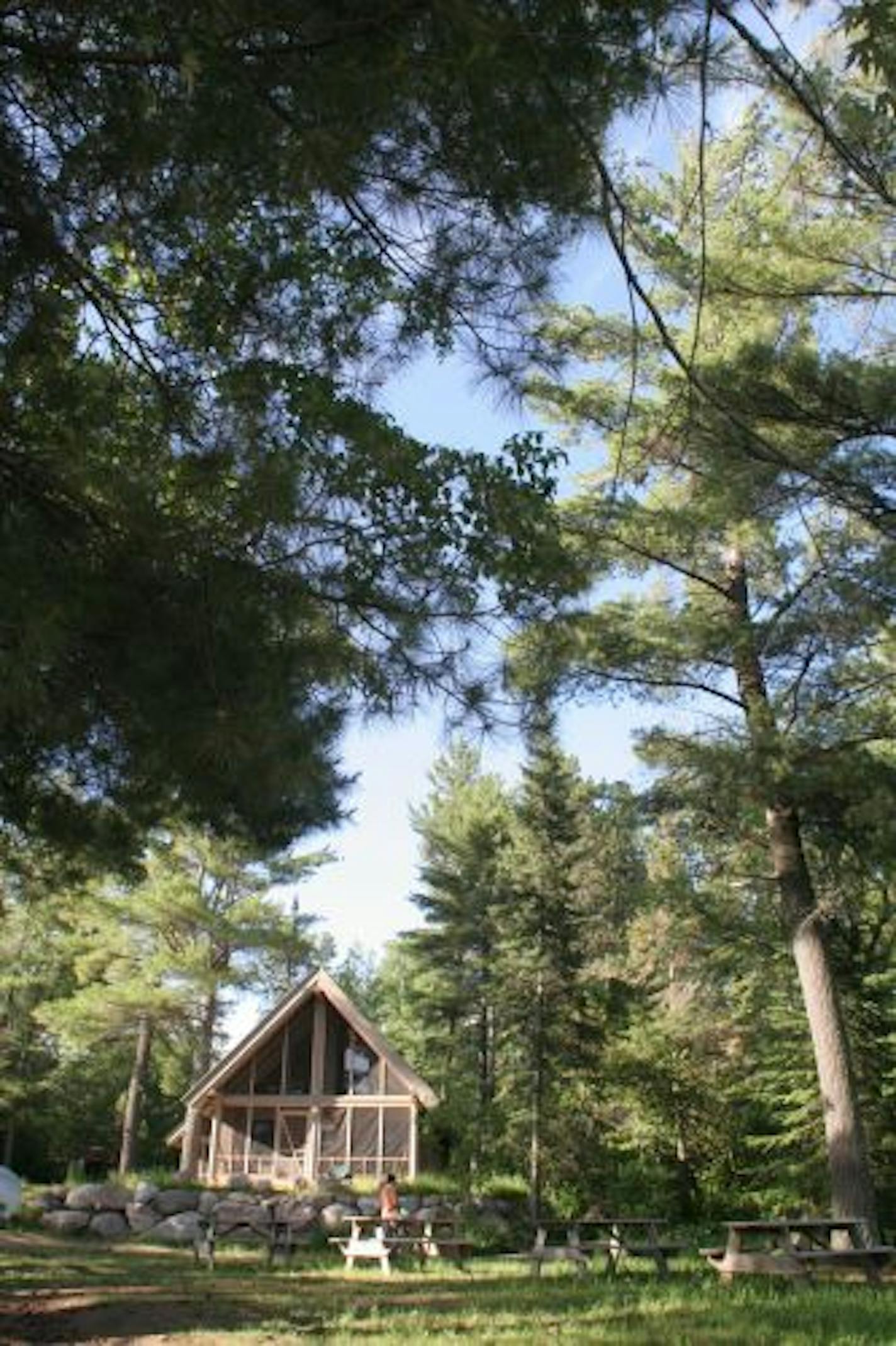 With campfires, talent shows and cabins like this one in Northland Village, Camp du Nord is like a kids' camp for families. Cabins provide shelter and solitude.